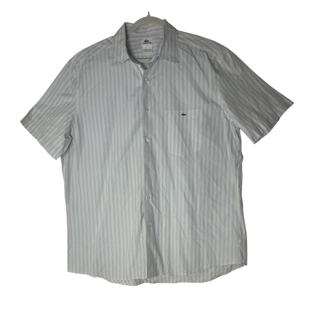 Lacoste Shirt Mens Size 44 Short Sleeve Button Down Classic Pocket Cotton